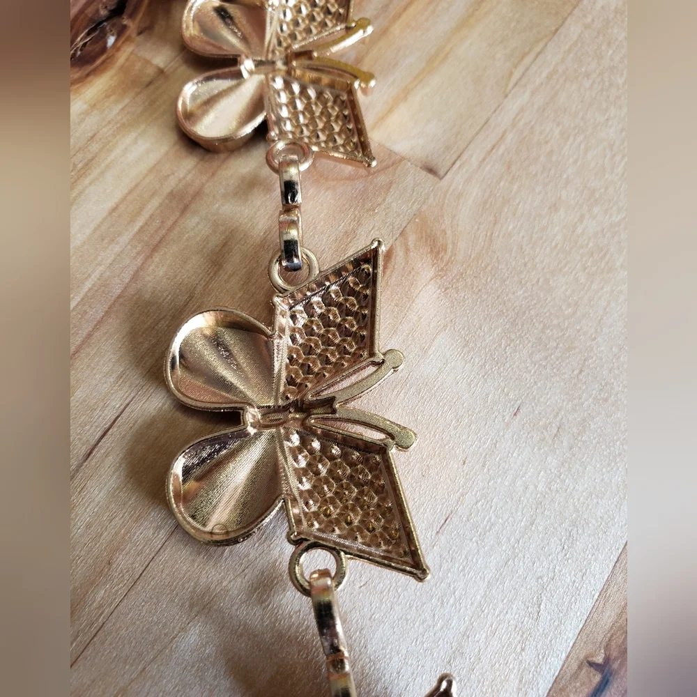 Y2K Butterfly Metal Rhinestone Stone Waist Chain